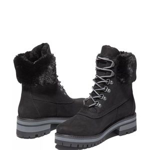 NWIB TIMBERLAND VALLEY 6-INCH WATERPROOF FAUX-FUR BLACK NUBUCK BOOTS - Size 7.5